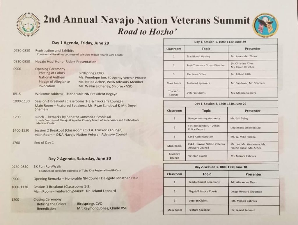 2nd annual navajo nation veterans summit at twin arrows casino