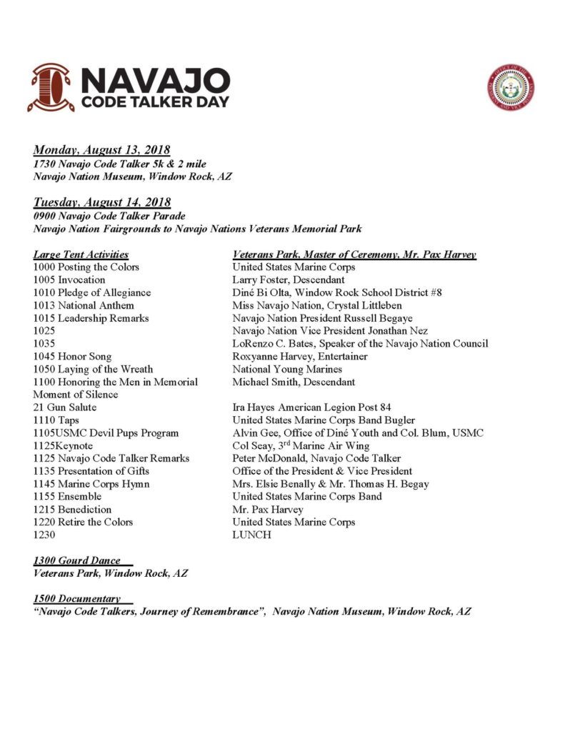 NAVAJO CODE TALKER DAY